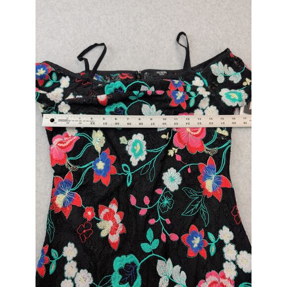 Guess Womens Lace Floral Embroidered Cold Shoulder Dress 10 Multi Color Sheath - Picture 16 of 16